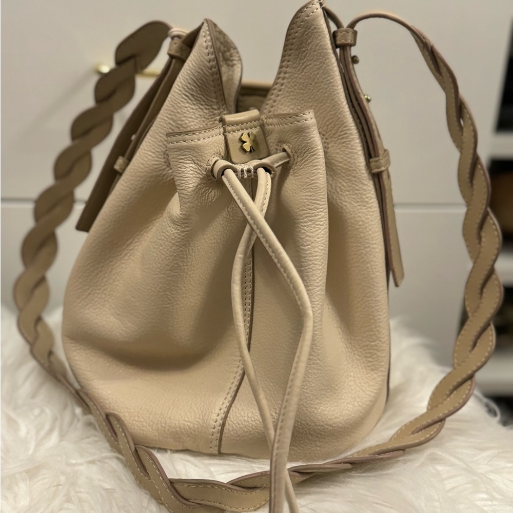 LUCKY BRAND Dori Leather Saddle Shoulder Bag Braided Strap Color:Vanilla NWT